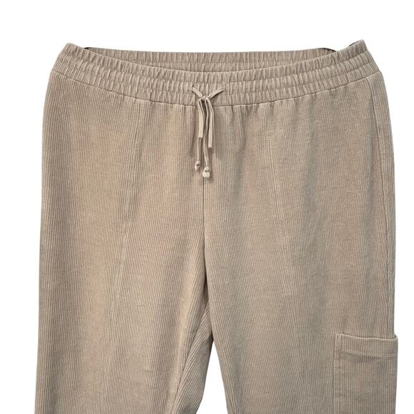 Anthropologie Daily Practice Corduroy Kick Flare Cargo Pull On Pants Medium Tan - Picture 2 of 10